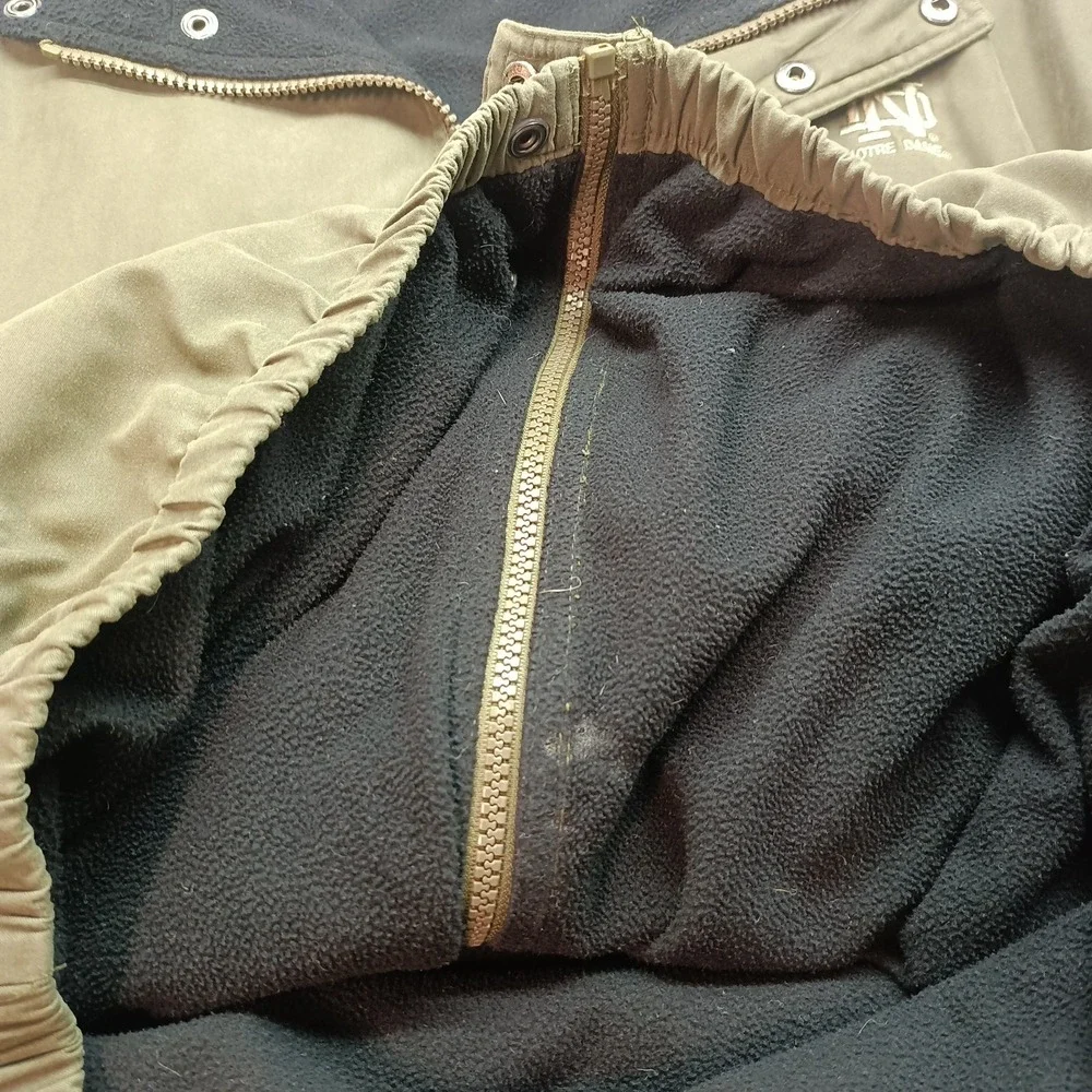 Vtg 90s Notre Dame JanSport Jacket Full‎ Zip Fleece Lined Adult XXL Green Suede
